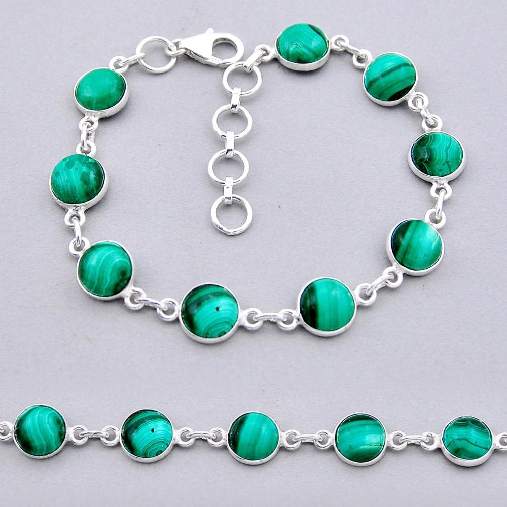 23.56cts tennis natural green malachite (pilot's stone) silver bracelet n43469