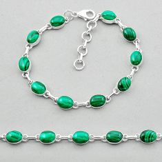 19.85cts tennis natural green malachite (pilot's stone) silver bracelet n51866