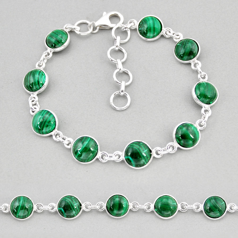26.96cts tennis natural green malachite (pilot's stone) silver bracelet y68487