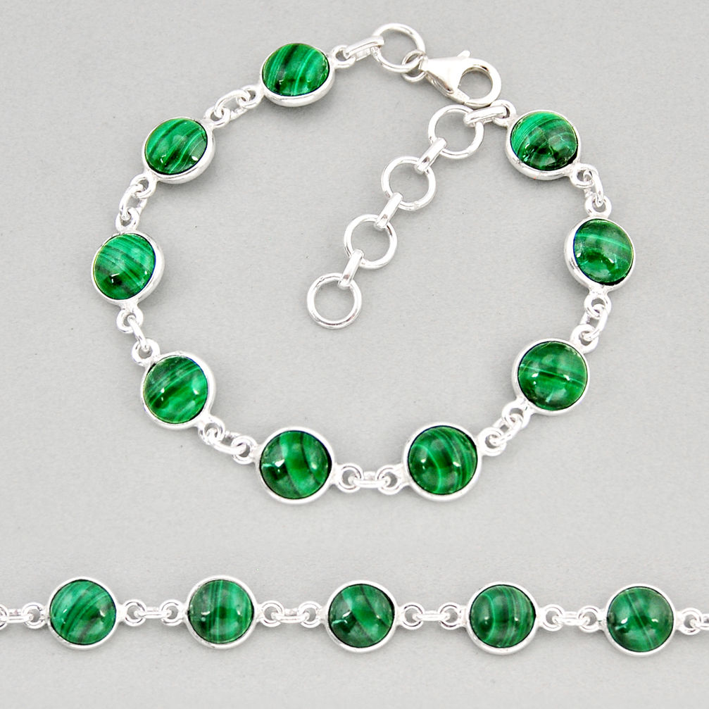28.73cts tennis natural green malachite (pilot's stone) silver bracelet y68721