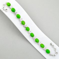 Clearance Sale- 35.38cts tennis natural green mojave turquoise oval 925 silver bracelet u6202