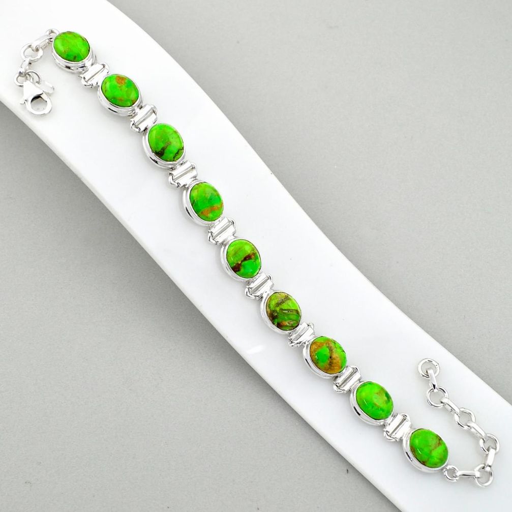 natural green mojave turquoise oval 925 silver bracelet u6207