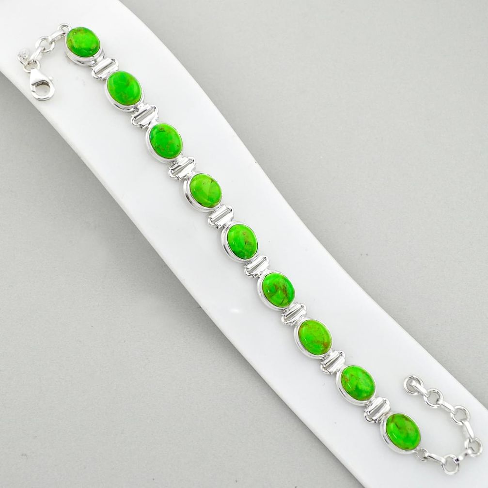 natural green mojave turquoise oval 925 silver bracelet u6211
