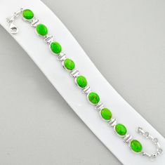 Clearance Sale- 34.64cts tennis natural green mojave turquoise oval 925 silver bracelet u6211