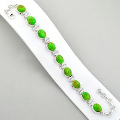 Clearance Sale- 36.94cts tennis natural green mojave turquoise oval 925 silver bracelet u6216