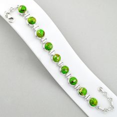 Clearance Sale- 37.26cts tennis natural green mojave turquoise round 925 silver bracelet u6316