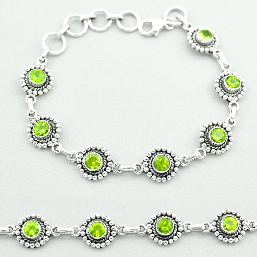 6.24cts tennis natural green peridot 925 sterling silver bracelet jewelry t52069