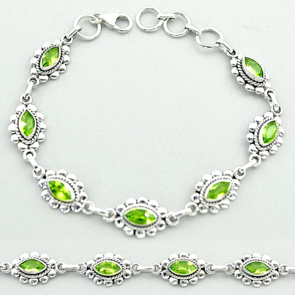 9.65cts tennis natural green peridot 925 sterling silver bracelet jewelry t52091