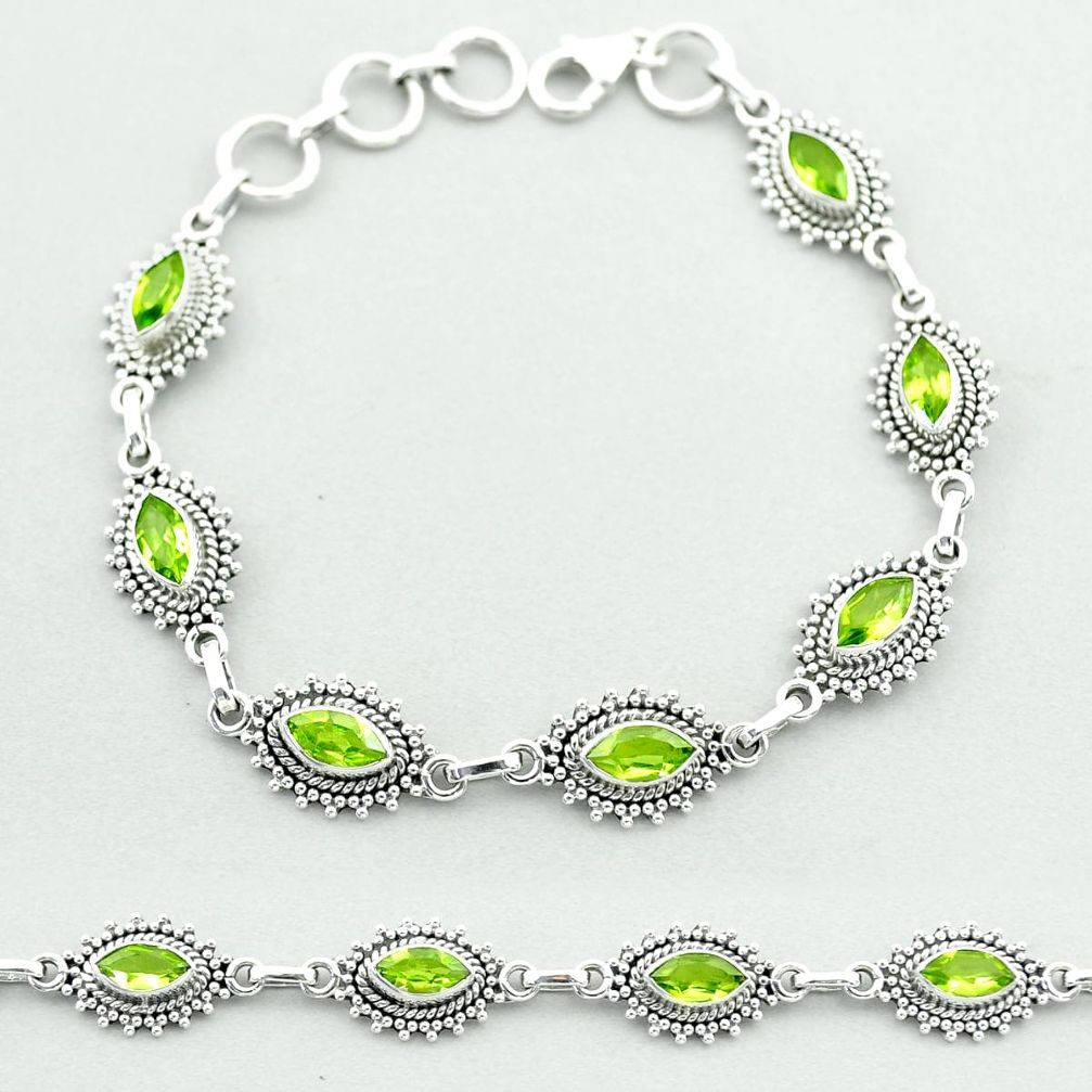 9.51cts tennis natural green peridot 925 sterling silver bracelet jewelry t52136