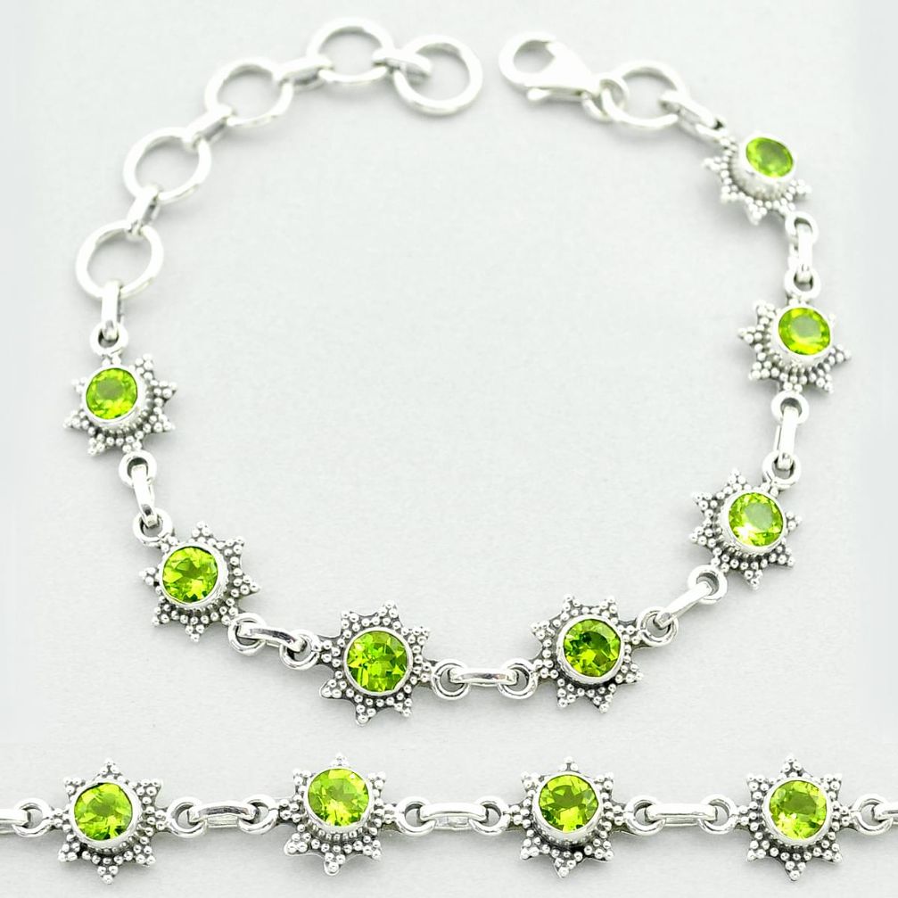 5.93cts tennis natural green peridot 925 sterling silver bracelet jewelry t52161