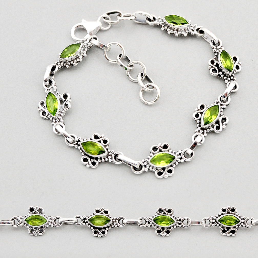 8.87cts tennis natural green peridot 925 sterling silver bracelet jewelry y61645