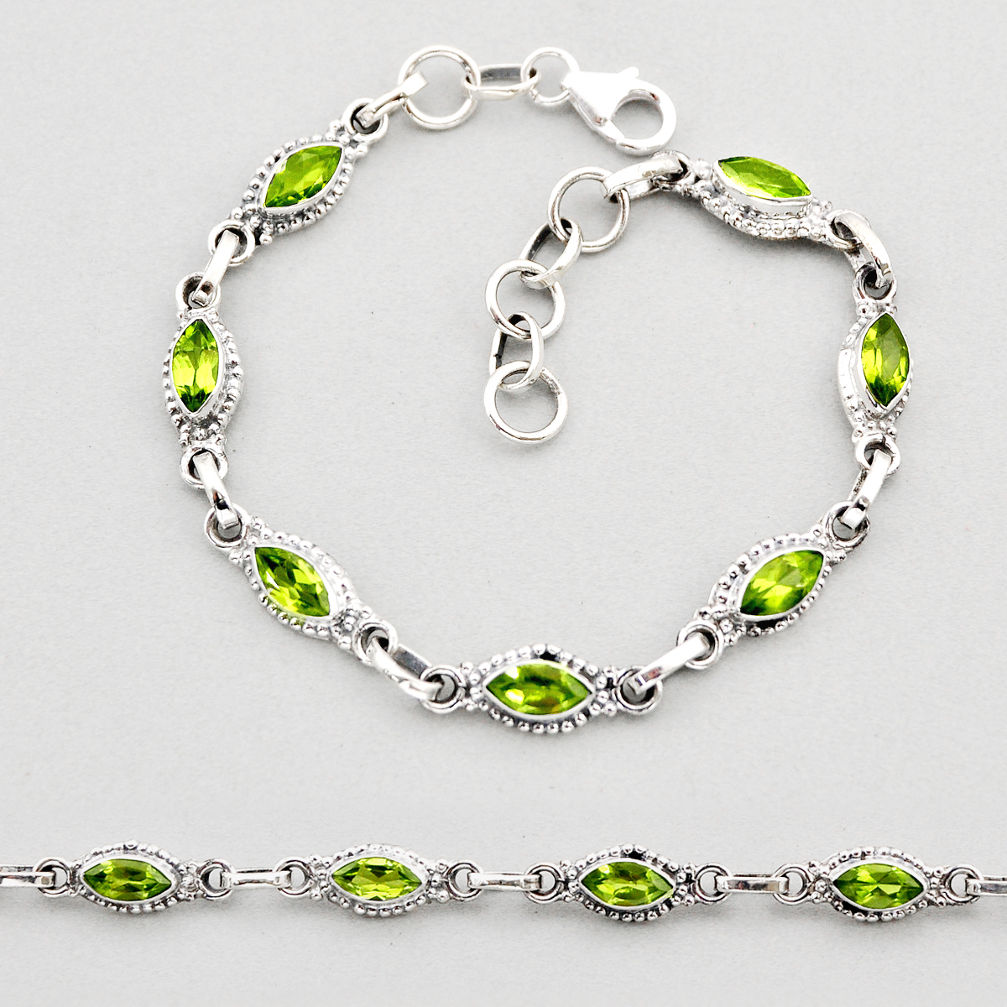 8.60cts tennis natural green peridot 925 sterling silver bracelet jewelry y61650