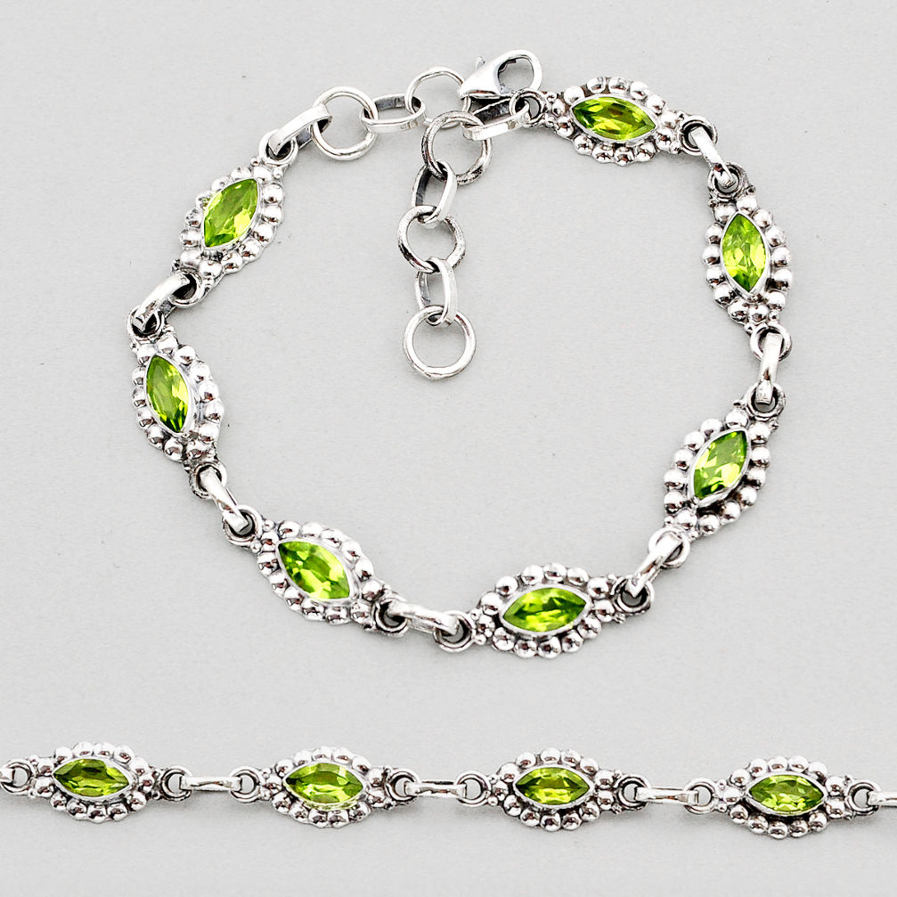 8.54cts tennis natural green peridot 925 sterling silver bracelet jewelry y61697
