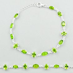 19.68cts tennis natural green peridot 925 sterling silver bracelet u23488