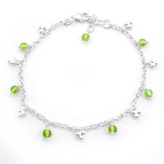 3.20cts tennis natural green peridot beads 925 sterling silver bracelet u65070