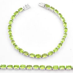 25.79cts tennis natural green peridot oval 925 sterling silver bracelet u50032