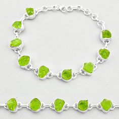36.06cts tennis natural green peridot rough 925 sterling silver bracelet t69977