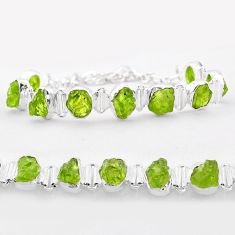37.11cts tennis natural green peridot rough 925 sterling silver bracelet t83625