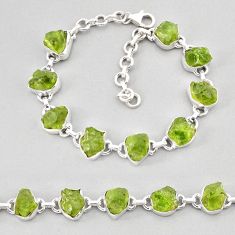 39.67cts tennis natural green peridot rough 925 sterling silver bracelet y62414