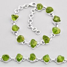 35.74cts tennis natural green peridot rough 925 sterling silver bracelet y64082