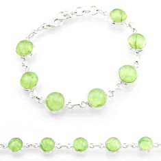 36.50cts tennis natural green prehnite 925 sterling silver link gemstone bracelet u43301
