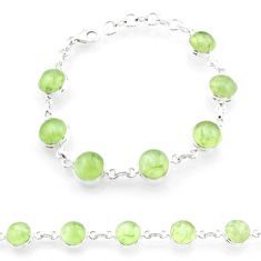 36.50cts tennis natural green prehnite 925 sterling silver link gemstone bracelet u43302