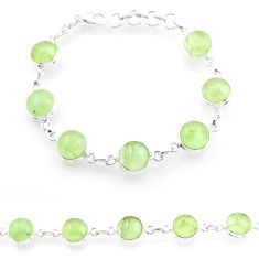 34.73cts tennis natural green prehnite round 925 sterling silver link gemstone bracelet u43304