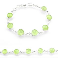 33.64cts tennis natural green prehnite round 925 sterling silver link gemstone bracelet u43306