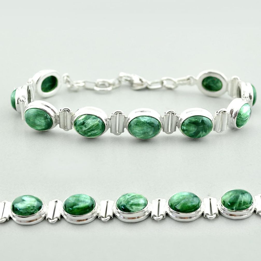 37.60cts tennis natural green seraphinite (russian) 925 silver bracelet t55613