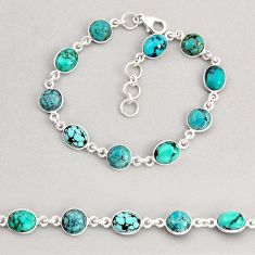 21.36cts tennis natural green turquoise tibetan oval 925 silver bracelet y74932