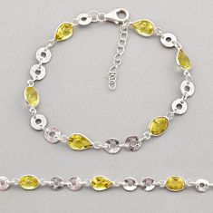 11.07cts tennis natural lemon topaz 925 sterling silver bracelet jewelry y94316