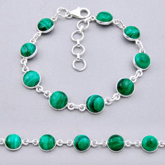 24.65cts tennis natural malachite (pilot's stone) round silver bracelet n43471