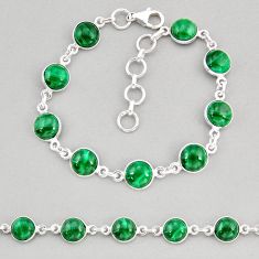 28.11cts tennis natural malachite (pilot's stone) round silver bracelet y68723