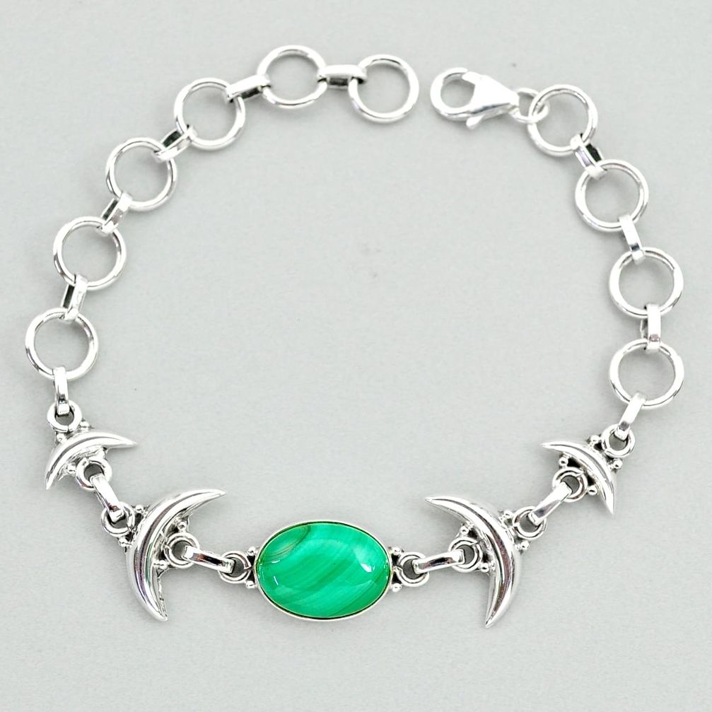 6.67cts tennis natural malachite (pilot's stone) silver moon bracelet t38831