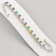 19.24cts tennis natural multi color ethiopian opal 925 silver bracelet y76642