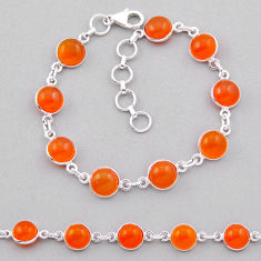 23.16cts tennis natural orange cornelian (carnelian) 925 silver bracelet n38968