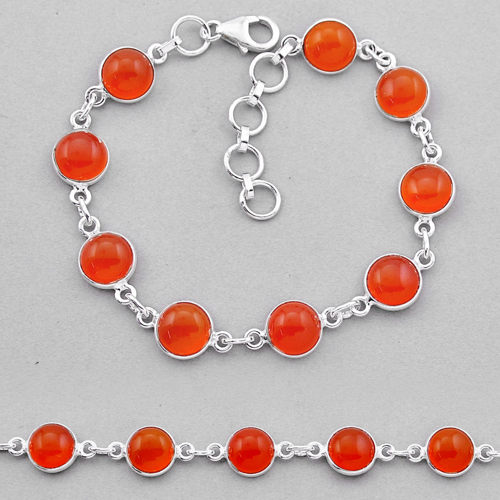 23.13cts tennis natural orange cornelian (carnelian) 925 silver bracelet n41312
