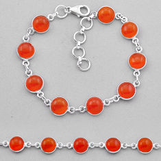 23.13cts tennis natural orange cornelian (carnelian) 925 silver bracelet n41312