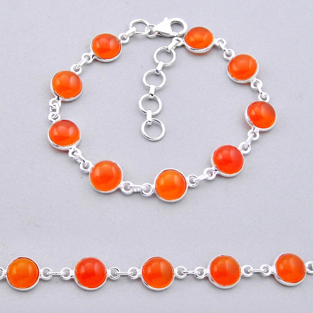 21.48cts tennis natural orange cornelian (carnelian) 925 silver bracelet n43465
