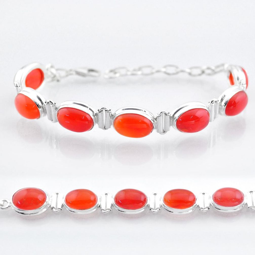 32.36cts tennis natural orange cornelian (carnelian) 925 silver bracelet t47497