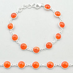 23.83cts tennis natural orange cornelian (carnelian) 925 silver link gemstone bracelet u48907