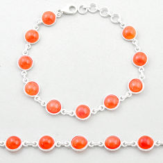 19.71cts tennis natural orange cornelian (carnelian) 925 silver link gemstone bracelet u48928