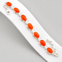 30.31cts tennis natural orange cornelian (carnelian) 925 silver bracelet y61346