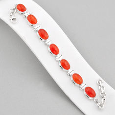 30.64cts tennis natural orange cornelian (carnelian) 925 silver bracelet y64092