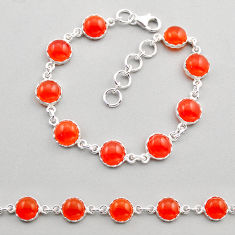 28.30cts tennis natural orange cornelian (carnelian) 925 silver bracelet y84361
