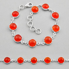 28.81cts tennis natural orange cornelian (carnelian) 925 silver bracelet y92662