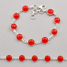 24.28cts tennis natural orange cornelian (carnelian) 925 silver bracelet y94314