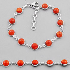 19.45cts tennis natural orange mojave turquoise round 925 silver bracelet n28237