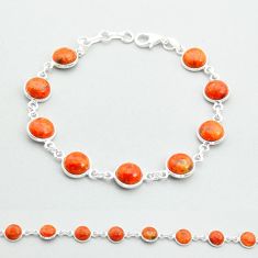 19.77cts tennis natural orange mojave turquoise round 925 silver bracelet u65777