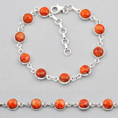 18.68cts tennis natural orange mojave turquoise round 925 silver bracelet y38492